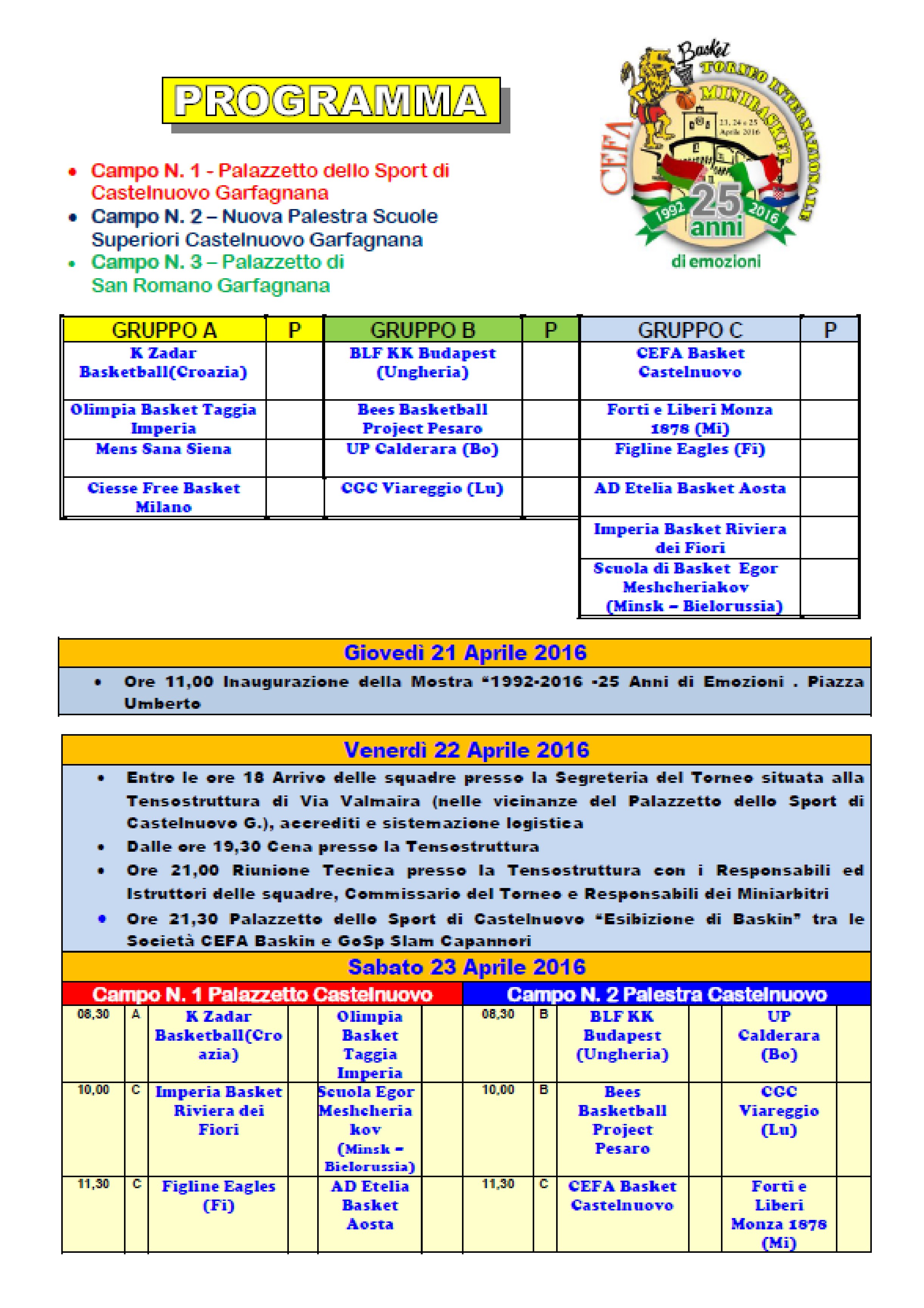 calendario internazionale 2